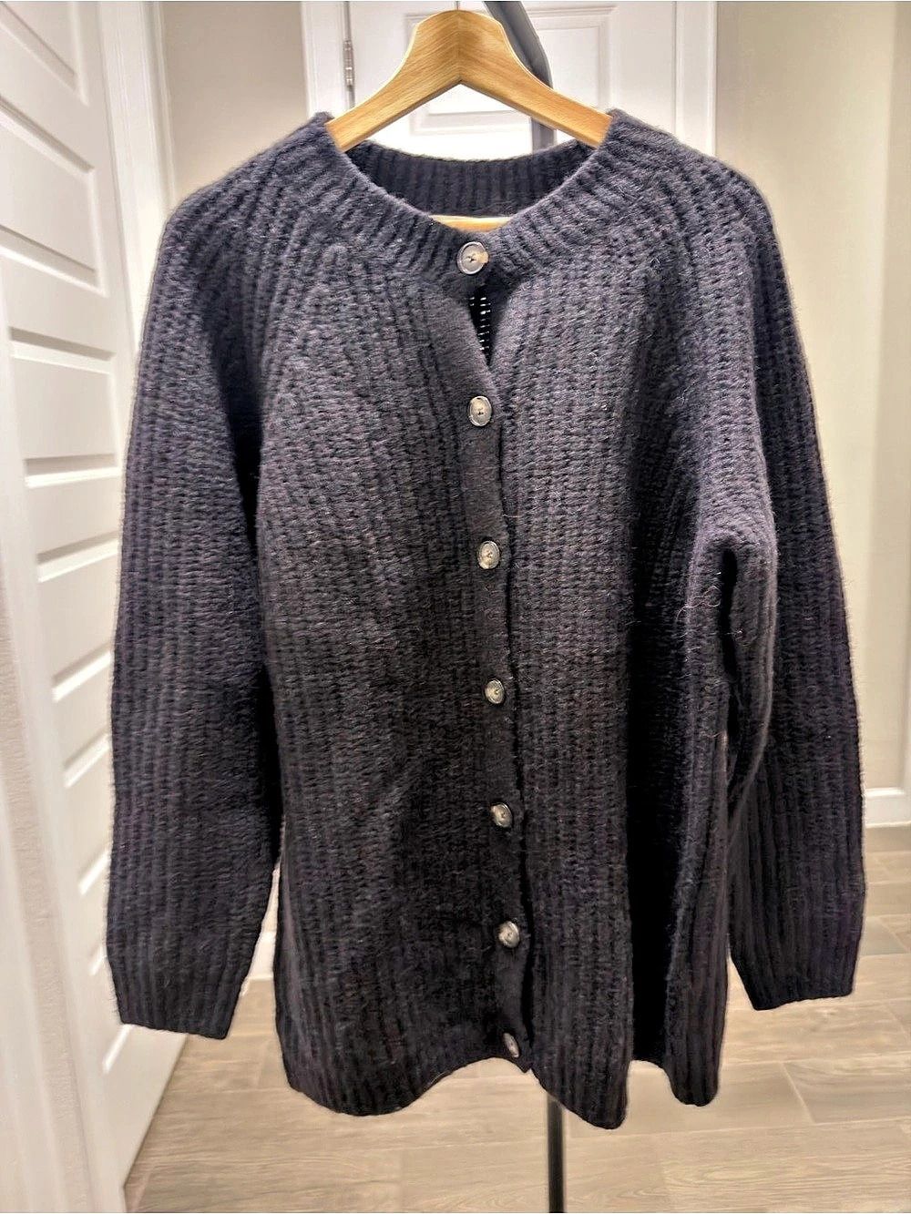NWT Everlane Black Cocoon Cardigan Merino Wool Alpaca Blend Sweater Size S